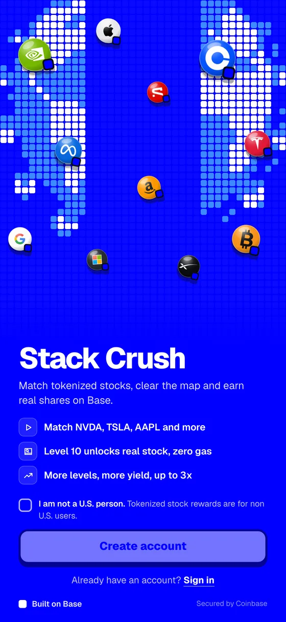 Stack Crush sign in screen