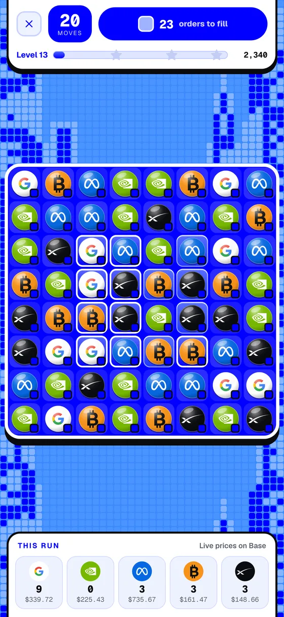 Stack Crush game board of stock tiles